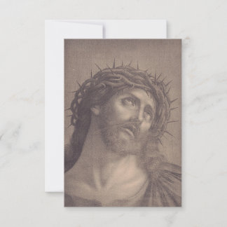 De Remerciements Carte Sainte Gravure Jésus Couronne d'Épines