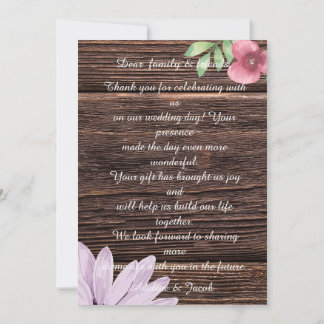 De Remerciements Carte Thankyou Mariage en bois rustique