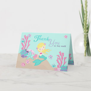 De Remerciements Carte TY 2 Blonde Little Mermaid