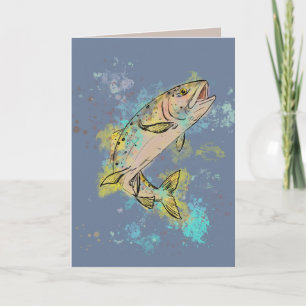 De Remerciements Carte vierge pliée Rainbow Trout