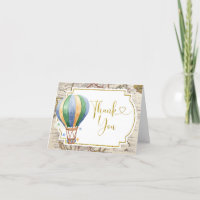 Carte vintage Baby shower à ballon à air chaud pli