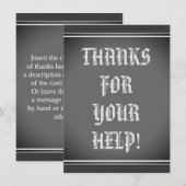 De Remerciements Carte vintage "MERCI POUR VOTRE AIDE !" (Devant / Derrière)