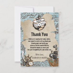 De Remerciements Carte Vintage Trésorier au pirate Baby shower Garç