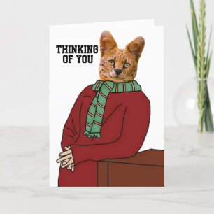 DE REMERCIEMENTS CHAT EN SWETER AMUSANT PENSANT À VOTRE CARTE
