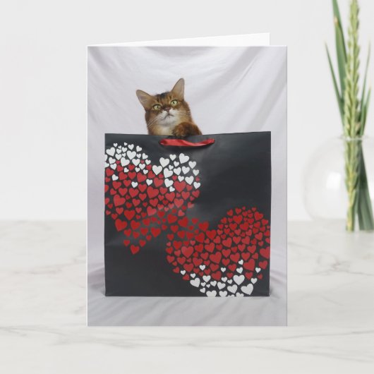 De Remerciements Chat somalien mignon en sac Carte Saint Valentin (Devant)