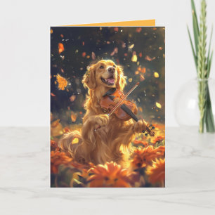 De Remerciements Chien mignon Jouant Violon Plié Carte