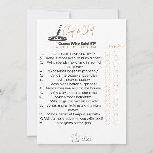 De Remerciements Chop et Conversation : Devinez qui l'a dit? Carte  (Dos)