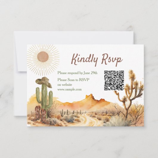 De Remerciements Comment L'Occident Était Une Carte Rsvp Cowboy Qr  (Devant)
