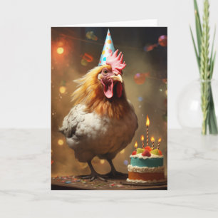 De Remerciements Coq avec gâteau d'anniversaire - Carte