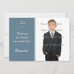 De Remerciements Croix Bleue Blanche Carte photo religieux