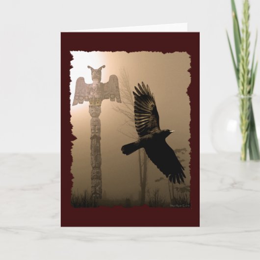 De Remerciements CROW & TOTEM POLE Carte à thème amérindien (Devant)