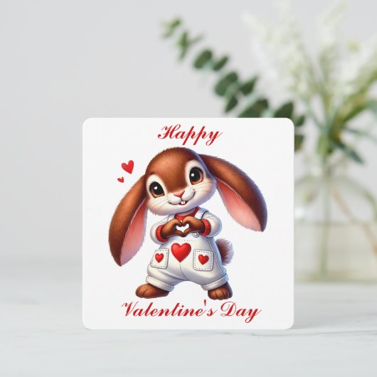 De Remerciements Cute Bunny - Carte Saint Valentin (Debout devant)
