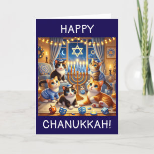 De Remerciements Cute chatons jouant dreidels carte Chanukah