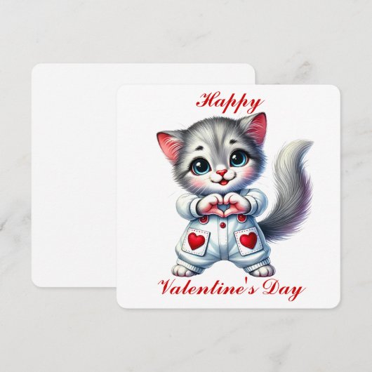 De Remerciements Cute Kitten - Carte Saint Valentin (Devant / Derrière)