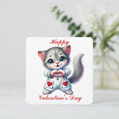 De Remerciements Cute Kitten - Carte Saint Valentin (Debout devant)