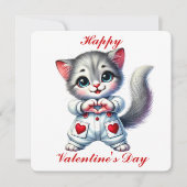 De Remerciements Cute Kitten - Carte Saint Valentin (Devant)