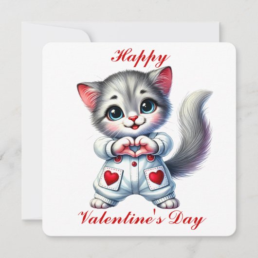 De Remerciements Cute Kitten - Carte Saint Valentin (Devant)