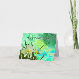 De Remerciements Daffodique fleurs jaune blanc jardin carte anniver