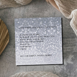 De Remerciements Donc Glittery Modern Je regrette Carte d'excuses