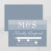 De Remerciements Dusty Blue Simple moderne Script Wedding Carte RSV (Devant / Derrière)