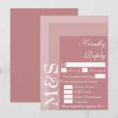 De Remerciements Dusty Rose Simple moderne Script Wedding Carte RSV (Devant / Derrière)