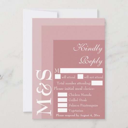 De Remerciements Dusty Rose Simple moderne Script Wedding Carte RSV (Devant)