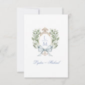 De Remerciements Élégant Monogram Leaf Crest avec carte RSVP Bow (Dos)