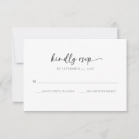 Elégant Monogramme noir et blanc Mariage carte RSV
