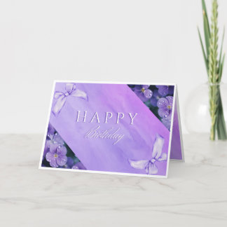 De Remerciements Elégant Purple Floral Bonne Carte d'Anniversaire