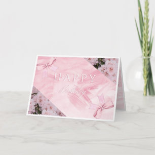 De Remerciements Elégant rose floral joyeuse carte d'anniversaire