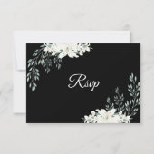 De Remerciements Elégante carte RSVP Floral Noir avec Lily Blanche (Dos)