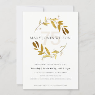 DE REMERCIEMENTS FAUNE JAUNE D'OR WREATH TOUT ÂGE 75 CARTE D'ANNIVE