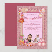 De Remerciements Félicitations Nouvelle Carte Fille Bébé (Devant / Derrière)