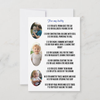 De Remerciements fête des pères carte personnalisée avec rime et fo