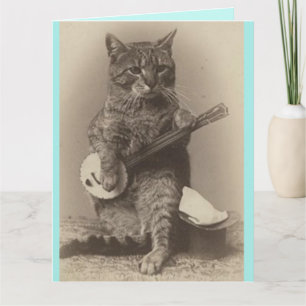 DE REMERCIEMENTS FÊTE DES PÈRES FUNNY CHAT JOUER CARTE BANJO