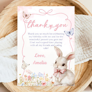 De Remerciements Fleur sauvage Bunny Girl rose Anniversaire Carte d