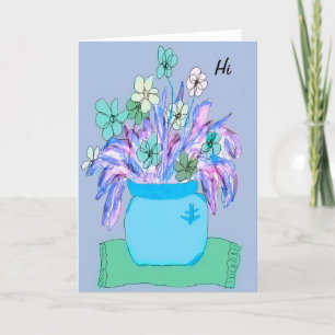 De Remerciements Fleurs bleues colorées et carte Pot Note