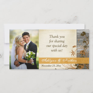 De Remerciements Fleurs d'automne, Carte photo Mariage en bois FAUX