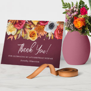 De Remerciements Fleurs d'automne Carte pliée pour 90e anniversaire