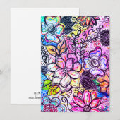 De Remerciements Fleurs Whimsical Carte pour notes violet (Devant / Derrière)