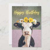 De Remerciements Funky Flower Cow carte d'anniversaire (Devant)