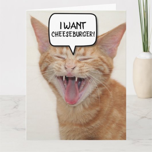 DE REMERCIEMENTS FUNNY GINGER CHAT CARTE D'ANNIVERSAIRE JE VEUX-CHE (Devant)