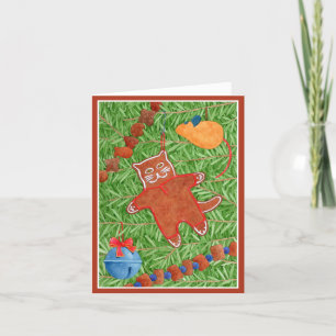 De Remerciements GINGERBREAD KITTY "Meowy Christmas" Carte pour not