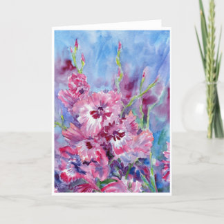De Remerciements "Gladioli rose" Carte pour notes blanc