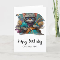 *~* Hip Cool Cat DRUMMER AP91 Carte Anniversaire