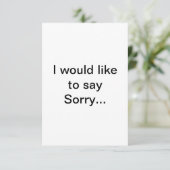 De Remerciements "Je voudrais dire Désolé..." carte (Debout devant)