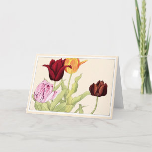 De Remerciements Jolie carte d'art botanique rouge orange et tulipe