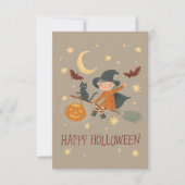 De Remerciements Jolie Sorcière Halloween carte à note plat (Devant)
