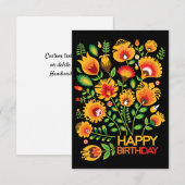 De Remerciements Joyeuse carte d'anniversaire Folklore (Devant / Derrière)