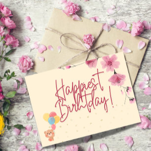 De Remerciements Joyeux Anniversaire Carte florale rose, carte d'an